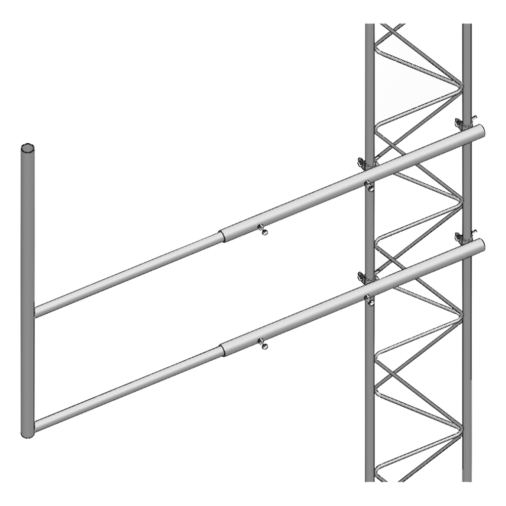 Brazo tipo "F" para tramos STZ-35G, galvanizado por inmersión en caliente.