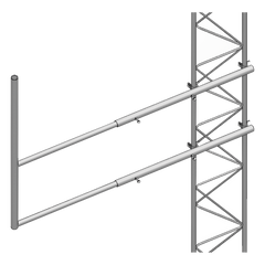 Brazo tipo "F" para tramos STZ-35G, galvanizado por inmersión en caliente.