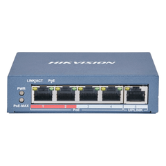 Switch PoE / No Administrable / 4 Puertos 10/100 Mbps PoE (30 W) / 1 Puerto Uplink 10/100 Mbps / Puerto VIP / Modo Extendido hasta 300 Metros / 60 Watts