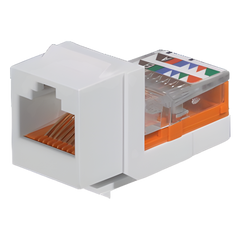 Conector Jack Estilo Leadframe, Tipo Keystone, Categoría 5e, de 8 Posiciones y 8 Cables, Color Blanco