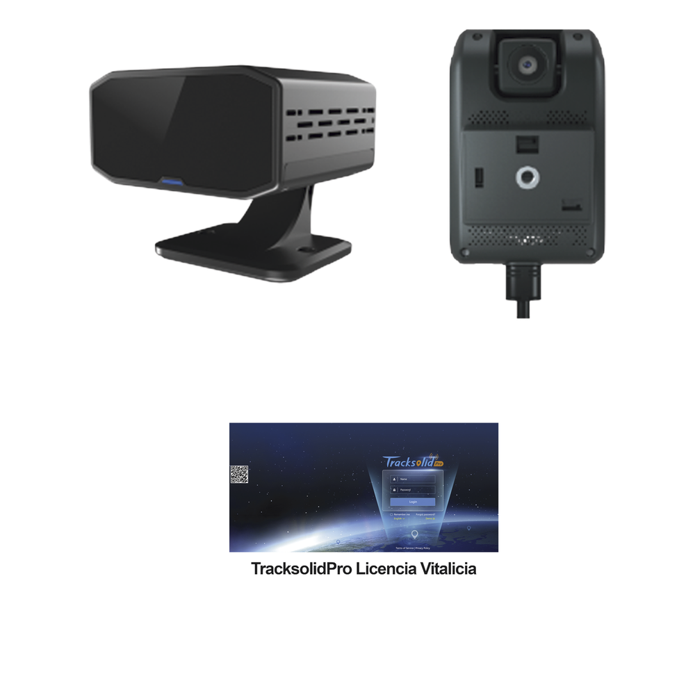 KIT Dashcam con sistema de control ADAS (asistencia de manejo) y Camara DMS con IA (JC170) / Multiples alarmas /Comunicación dos vías / ideal para flotas vehiculares / Facil instalacio / Incluye licencia vitalicia plataforma TrackSolidPro