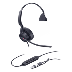 Auriculares Yealink UH46 Mono con cancelación de ruido por IA para Microsoft Teams, USB-C/A e indicador de ocupado