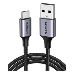 Cable USB-A a USB-C | 1 Metro (3.28 Pies) | Transferencia de Datos de 480 Mbps | Carga Rápida | QC 4.0/3.0/2.0 | FPC | AFC | Protección Integrada | Caja de Aluminio | Nylon Trenzado | Color Negro