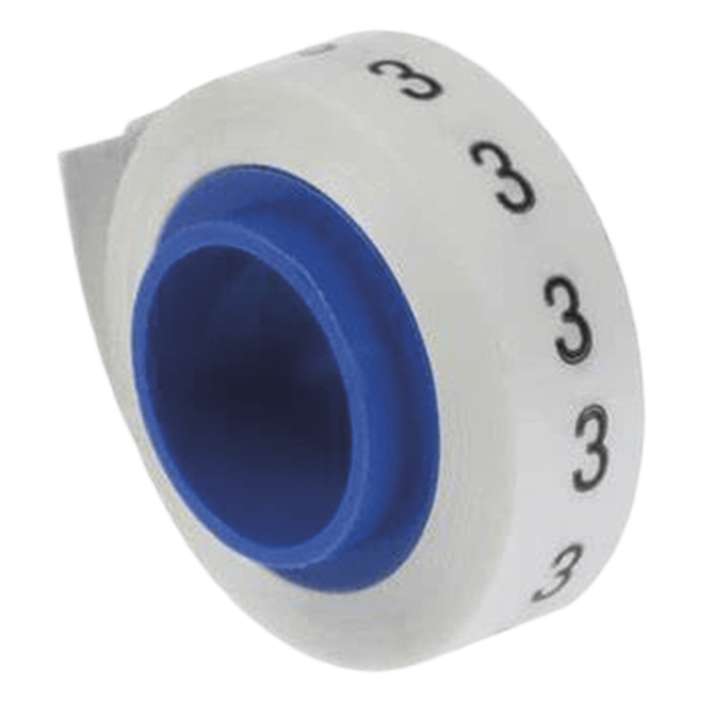 Rollo de Etiquetas Marcadoras, Pre-Impresos con el Número 3, de 2.4 Metros (7.87 Pies), Color Blanco