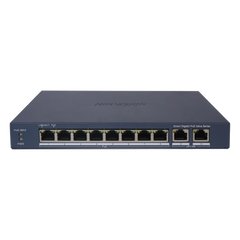 Switch Gigabit PoE+ / Administrable / 8 Puertos 1000 Mbps PoE+ / 2 Puertos 1000 Mbps de Uplink / Configuración Nube Hik-PartnerPro / Modo Extendido hasta 300 Metros / 60 W