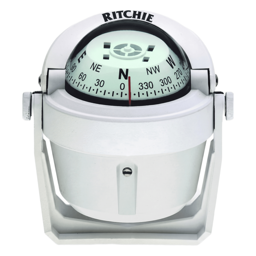 Brújula de Navegación Marítima Ritchie B-51W / Montaje en Bracket / Dial 2" (51 mm) / Iluminación Nocturna Verde / DirectiveForce Magnets / Construcción Compuesta Alta Temperatura / 100% Reparable