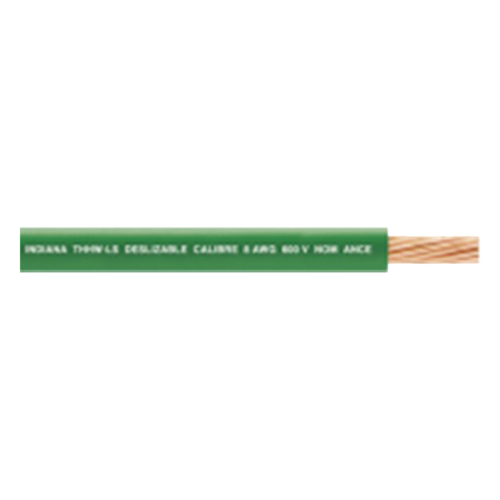 Cable Eléctrico de Cobre Recubierto THW-LS Calibre 4 AWG 19 Hilos Color Verde (100 metros)