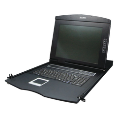Switch KVM con Monitor de 17"con Teclado y Trackpad para Rack de 1U de Cuatro Postes, 8 Puertos VGA Para Acceder y Controlar Hasta 8 Computadoras Desde una Sola Consola