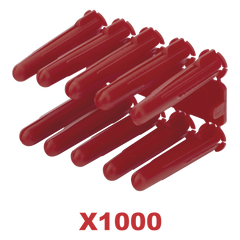 Taquete de 1/4  plástico paquete de 1000 piezas para fijar objetos con tornillo en muros y techos de concreto o superficies sólidas, compatible con tornillo TH10X de 10 x 1 1/2"  (1103-14000)