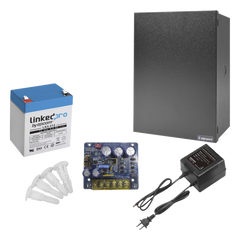 Kit con fuente PLB3 con salida de 12 Vcc a 4 Amper, incluye transformador y batería de 12 V a  5.5 Amper