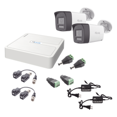 Kit HiLook Audio Bidireccional TurboHD 1080p / DVR 4 Canales / 2 Cámaras Bala (Exterior) con Bocina y Microfóno Integrado / 2 Fuentes de Poder / Accesorios