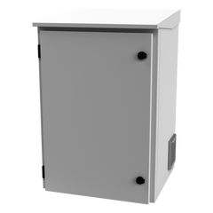 Gabinete de Exterior con Rack de 19" de 16U con Ventiladores y Termostato, Se envía el Gabinete Armado. (Montaje a poste o torre se vende por separado).