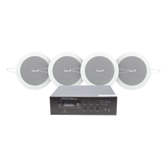 KIT de Amplificador de 120W para Escritorio | 4 Altavoces de Plafón de 4in | 3 - 6W | Sistema 70/100V