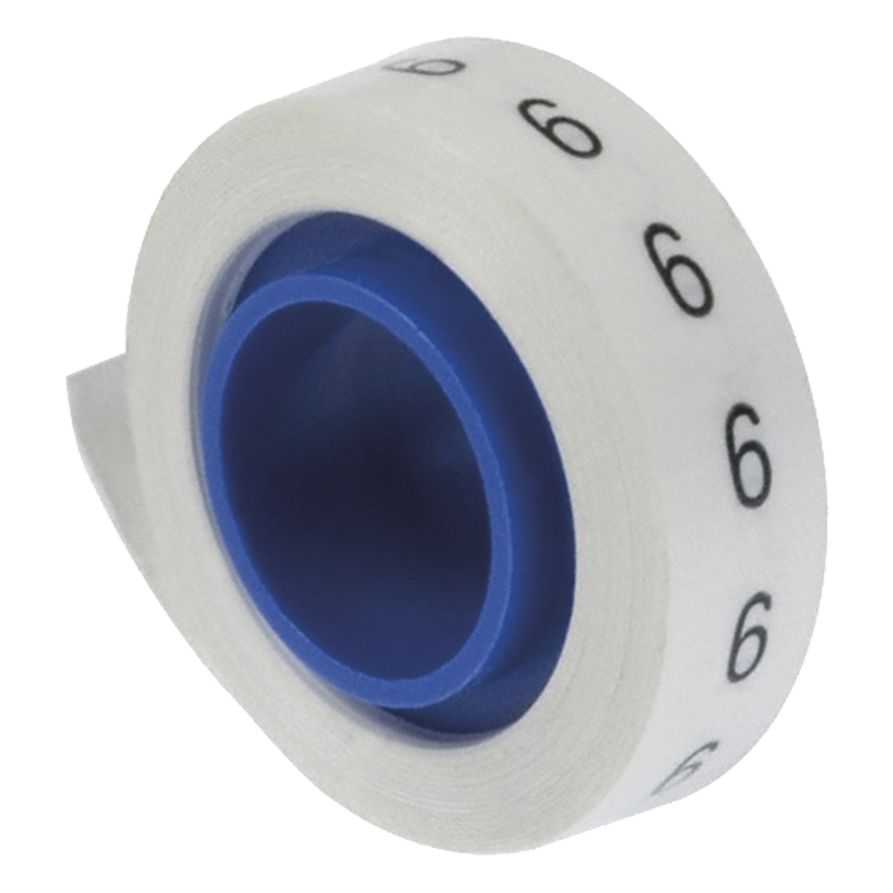 Rollo de Etiquetas Marcadoras, Pre-Impresos con el Número 6, de 2.4 Metros (7.87 Pies), Color Blanco