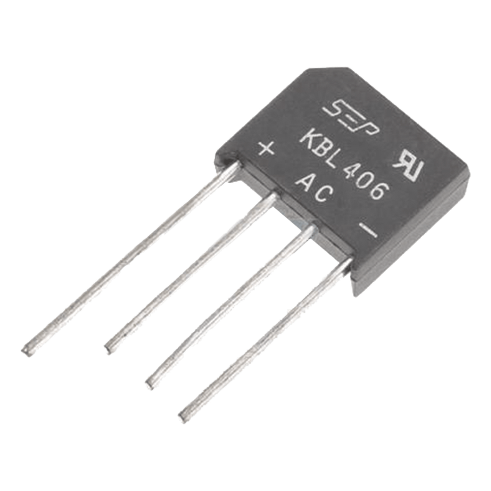 Puente Rectificador de Silicio, 4 Amp. 600 Volt, Fase Sencilla, Encapsulado KBL.