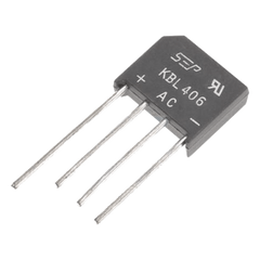 Puente Rectificador de Silicio, 4 Amp. 600 Volt, Fase Sencilla, Encapsulado KBL.
