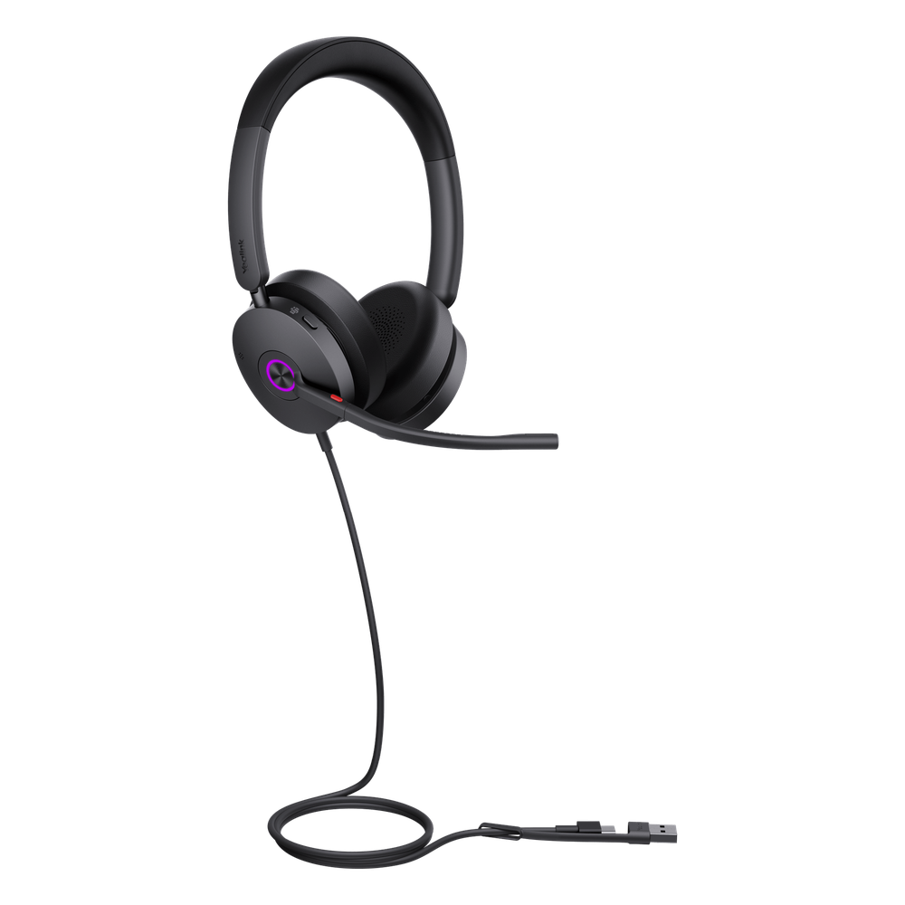 Auriculares Yealink UH48 Dual con cancelación de ruido activa por IA para Microsoft Teams, USB-C/A e indicador de ocupado