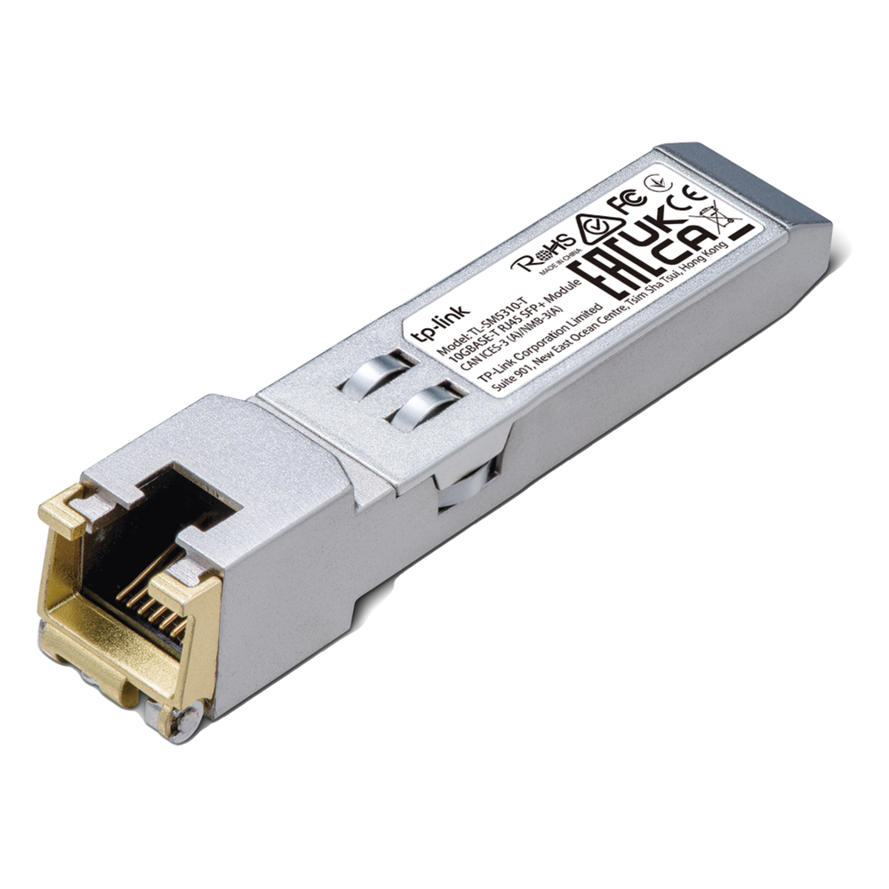 Transceptor mini-GBIC SFP+ RJ45 / Admite 10GBASE-T, 5GBASE-T, 2.5GBASE-T, 1000BASE-T y 100BASE-TX /  Distancia Hasta 30 metros / Conector RJ45 (10G)