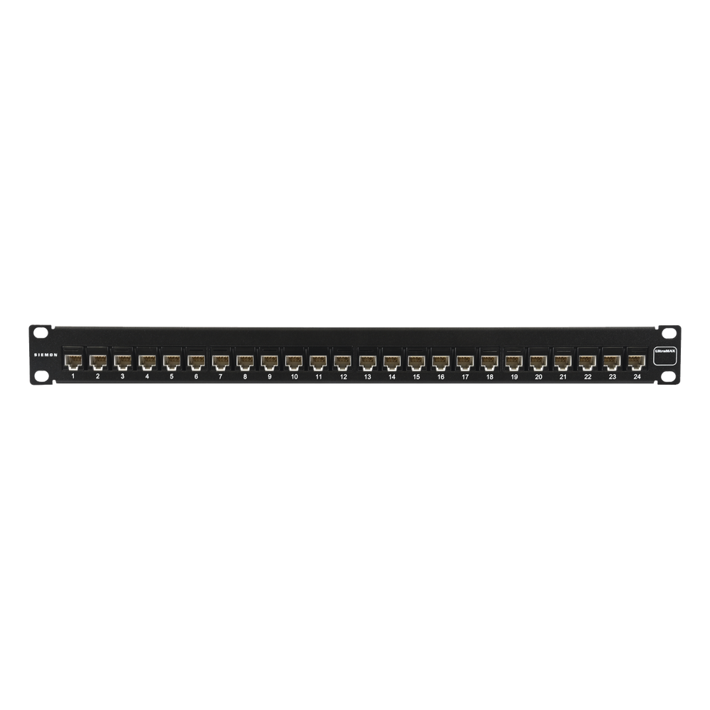 Patch Panel Ultramax. UTP, Precargado con Jacks Cat6A, 24 Puertos, Plano, 1U