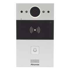 Videoportero de 1 Botón / Lector de Tarjetas MIFARE y PROX EM / Notificación a APP / 100% en la Nube / Notificación por Llamada Telefónica / SIP / ONVIF / IP65 / Cámara 2MP / Panel de Aluminio / Control de 2 Puertas
