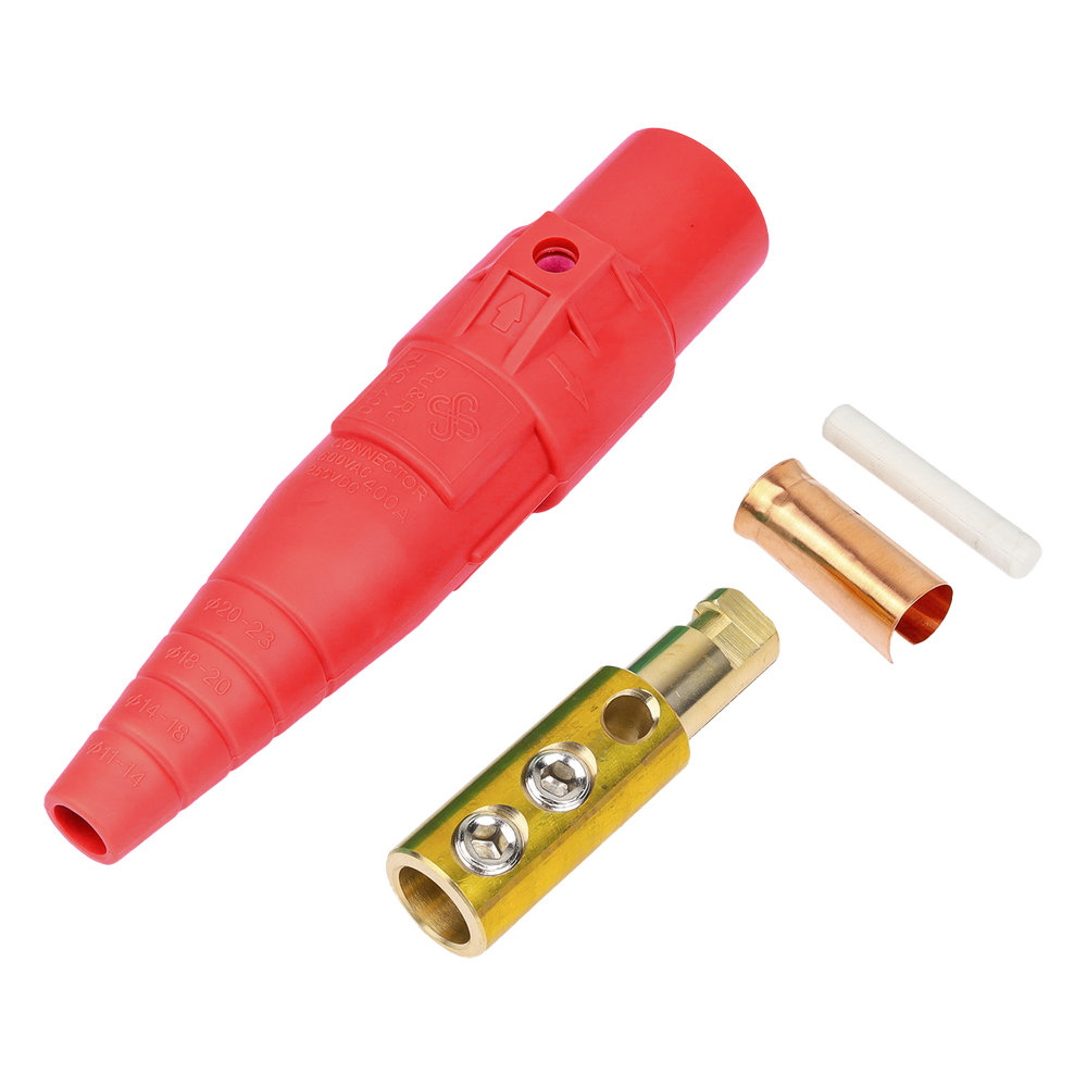 Conector Camlock Macho / 400 Amperes / 600V AC / Sección Cable 50-95 mm² / Compresión por Abrazadera / Plástico Ingeniería / Varios Colores
