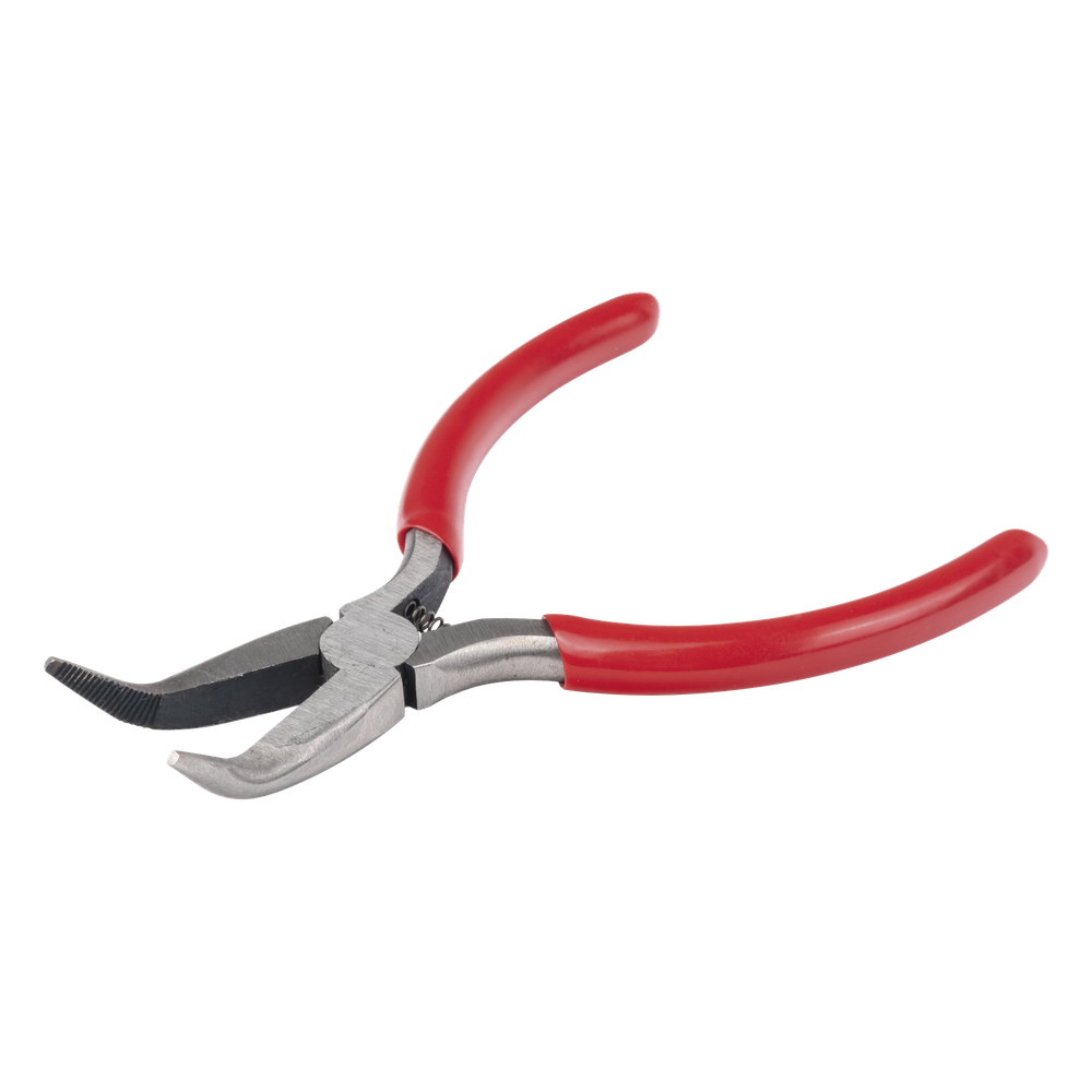 Pinza punta Curveada de 5” con Mango Forrado Plástico.