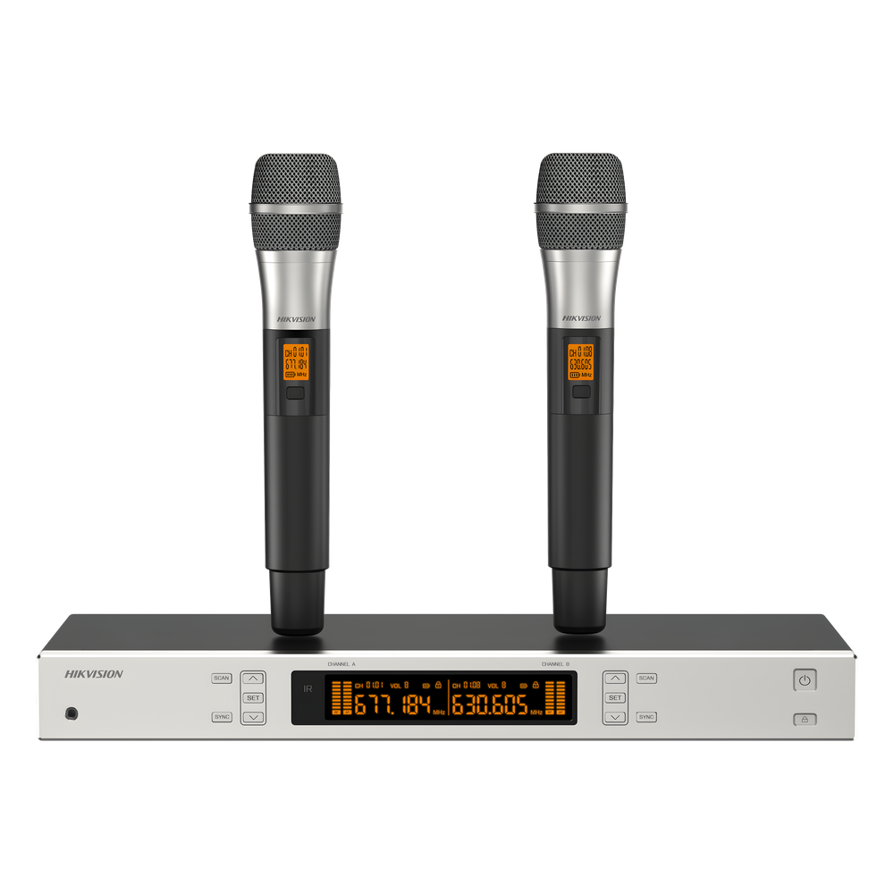Kit de Micrófonos Inalámbricos UHF / 2 Canales / 2 Micrófonos de Mano / Frecuencia 821-942 MHz /