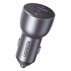 Cargador de Auto 52.5W | Puerto USB-A y USB-C | Carga Rápida | Compatible con Vehículos de 12 y 24 VCD | PD3.0 + QC3.0 | Chip Inteligente | Diseño Compacto Mayor Eficiencia Energética | Caja de Aluminio