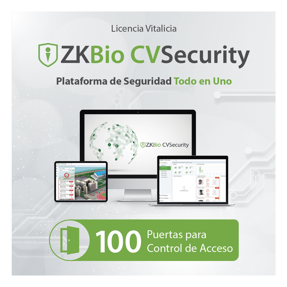 Licencia para ZKBio CVsecurity permite gestionar hasta 100 puertas para control de acceso