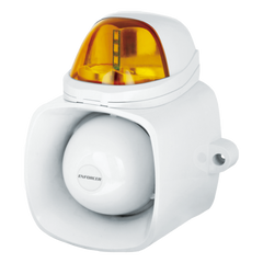 Sirena / Luz Estroboscópica Autónoma / Color Ambar  4 en 1 / IP65 / Uso Interior y Exterior / 12 Vcd / Múltiples Tipos de Notificación / Estroboscópica, de Sirena o de Audio /