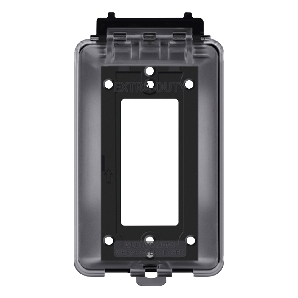 Caja Protectora de Contactos para Exterior / Policarbonato de Alto Impacto / Protección NEMA 3R / 127V 15A 60Hz / Tapa Transparente Base Negra / Resistente a Intemperie UV