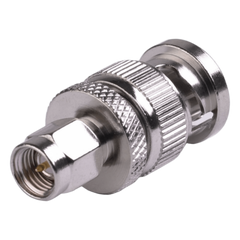 Adaptador en Línea de Conector SMA Macho a BNC Macho, Níquel/ Oro/ Teflón.