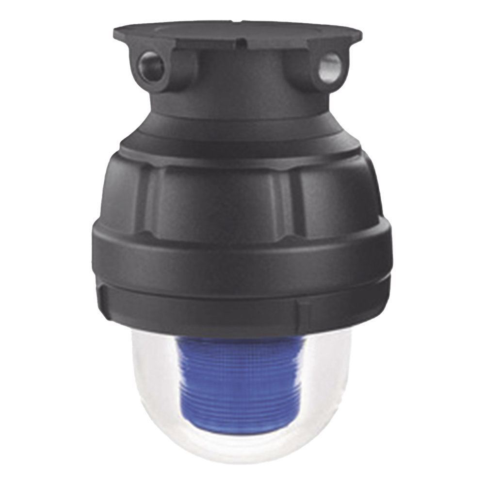 Luz LED, a prueba de explosiones, UL y cUL para Clase I, División 1, Grupo C y D; Clase I, División 2, Grupos A y B; Clase II, División 1, Grupos E, F y G; Clase III, 120-240 VCA, Azul