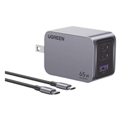 Cargador de 65W serie Nexode Pro | 3 Puertos de Carga Rápida | 2 USB-C | 1 USB-A | Tecnología GaNInfinity | PD3.1 de 65W / QC4.0 | Tecnología de Protección Térmica | Optimiza la Carga | Caja de Aluminio | Incluye Cable U
