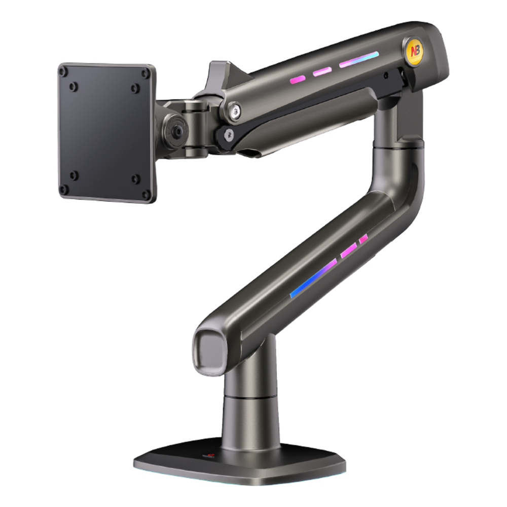 Soporte Mecánico Gaming NB F5 / Monitores de 32" a 60" / VESA 75x75 y 100x100 mm / Carga 2-20 kg (4.4-44 lbs) / Iluminación RGB / Sistema de Resorte de Alta Precisión