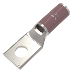 Zapata Terminal de Compresión de Cobre Electrolítico Estañado de Cañón Corto para Tornillo de 1/2" y Calibre 2 AWG.