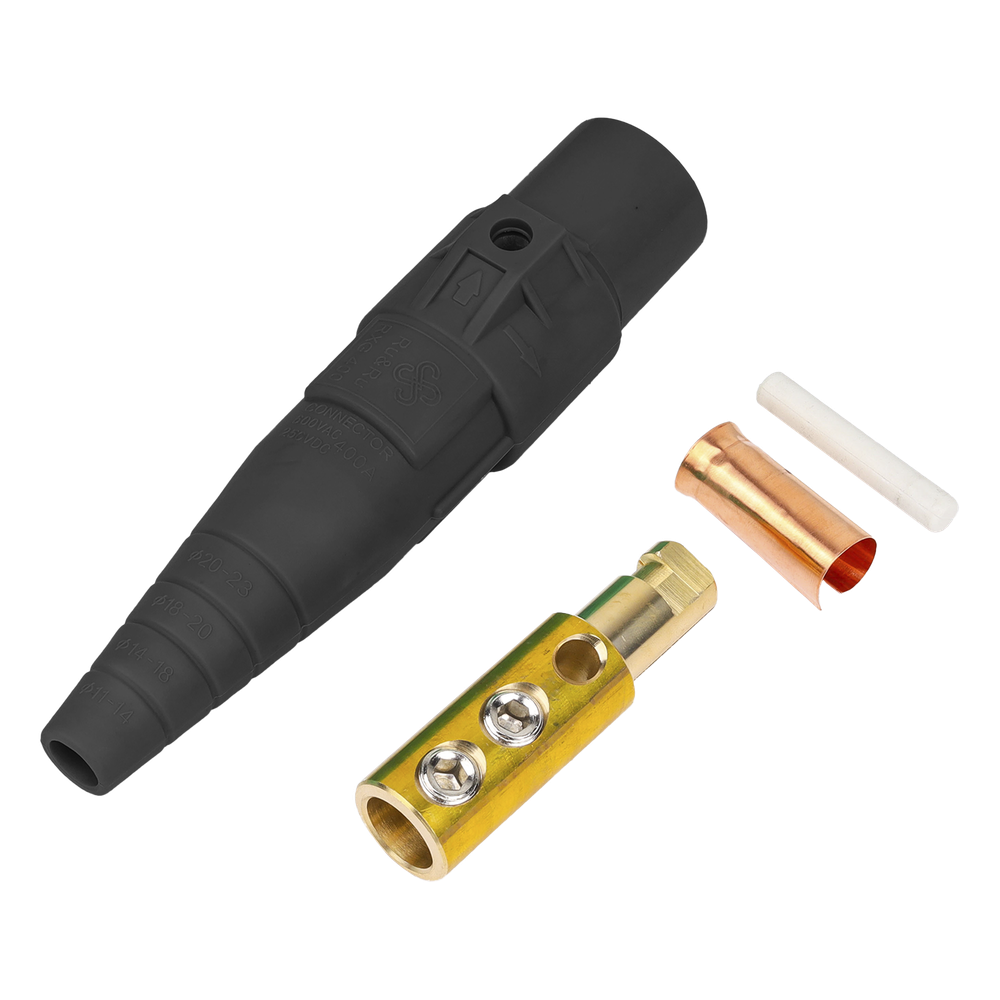 Conector Camlock Macho / 400 Amperes / AC 600V / Sección Cable 50-95 mm² / Abrazadera Compresión / Plástico Ingeniería / Varios Colores