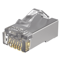 Plug RJ45 Cat5e Blindado, Para Cable UTP de Calibres 24-26 AWG, Chapado en Oro de 50 Micras, Paquete de 100 Piezas