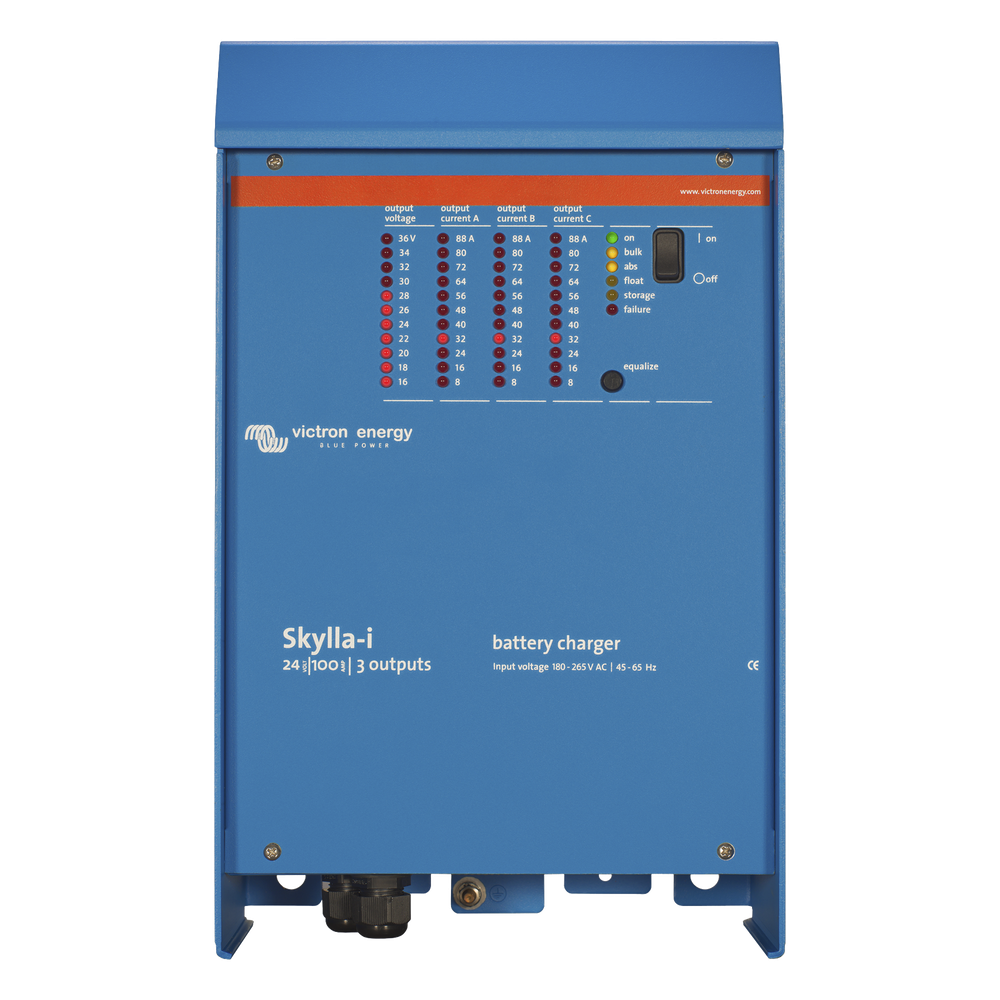 Skylla-i 24/100 / Cargador de Baterías para Ambientes Marinos 24 V, 100 A / Bancos de 500 a 1000 Ah