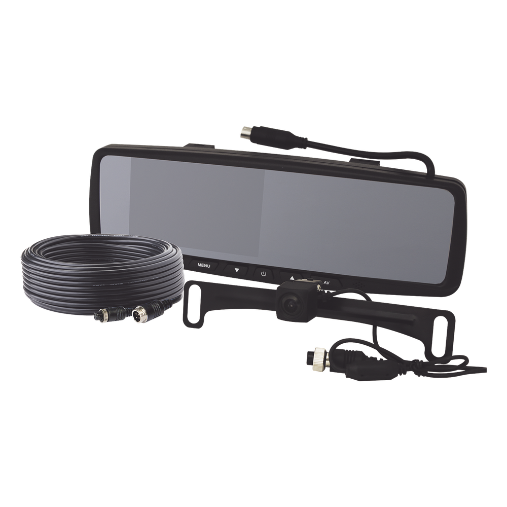 Camara de Reversa Alambrica y Monitor Tipo Retrovisor de 4.3 pulgadas, Incluye cámara para placa de 170°