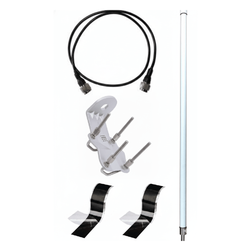 Antena LoRa Exterior Omnidireccional / 5dBi / Frecuencia 860-930 MHz / IP67 / Resistencia al Viento 200 km/h / Kit de Montaje en Poste / Cable Coaxial 1 metro