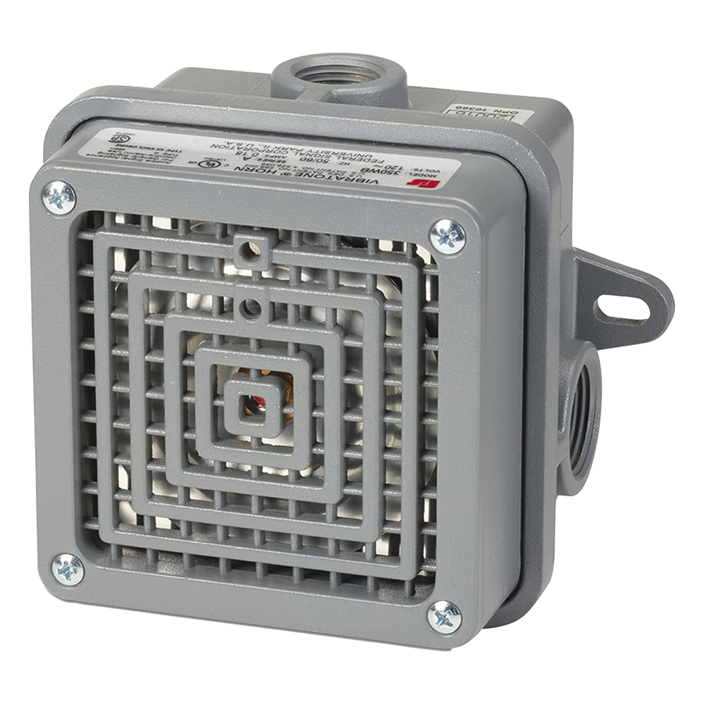 Bocina Industrial Vibratone / Modelo 350WB / 120-240 VAC / 100 dB / 50/60 Hz / NPT 3/4-14 y 1/2-14 / Instalación en Interiores y Exteriores