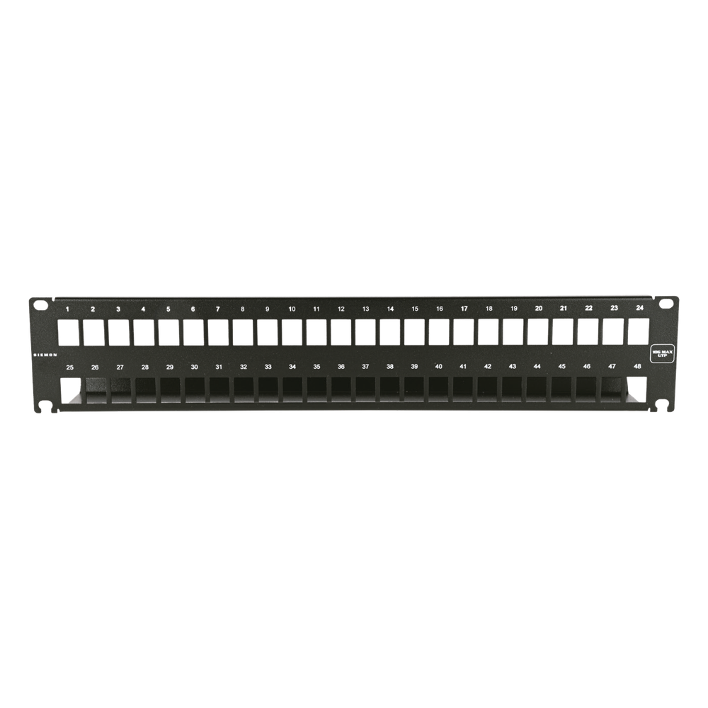 Patch Panel 10G MAX UTP / 48 Puertos Vacíos / 1U Rack 19" / Compatible Z-MAX y UltraMAX / Color Negro / Administrador de Cable Integrado