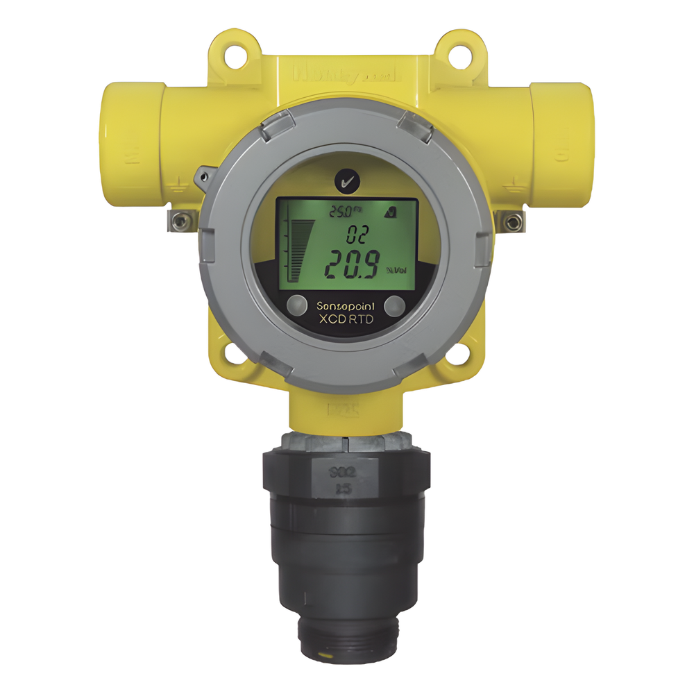 Detector de gas fijo remoto con sensor de oxígeno (O2) 0-25%, transmisor antiexplosión Clase I Div. 2, carcasa de aluminio, salida Modbus y 4-20 mA