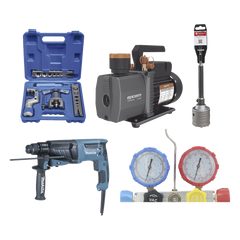 Kit profesional / Mini split / Bomba de vacío 2RS-2R-R32 / Manómetro HBSBZ6 / Kit Abocardado CT809 / Rotomartillo HR2630J / Broca PSTC02003