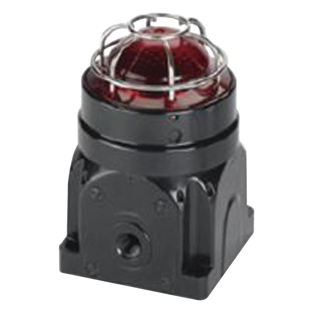 Baliza LED para Ubicaciones Peligrosas / Serie Global G-LED / Ex d Ignífugo / 120-240 VCA / Lente Roja / 8 Patrones de Parpadeo / IP66 / ATEX-IECEx