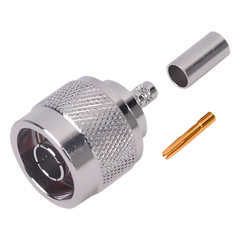 Conector N Macho Inverso de Anillo Plegable para cables RG-58/U, RG-142/U.
