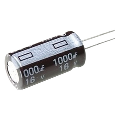 Capacitor Electrolítico de Aluminio, Radial de 1000 µFd, 16 Vcc, 105 °C, 10 x 15 mm.