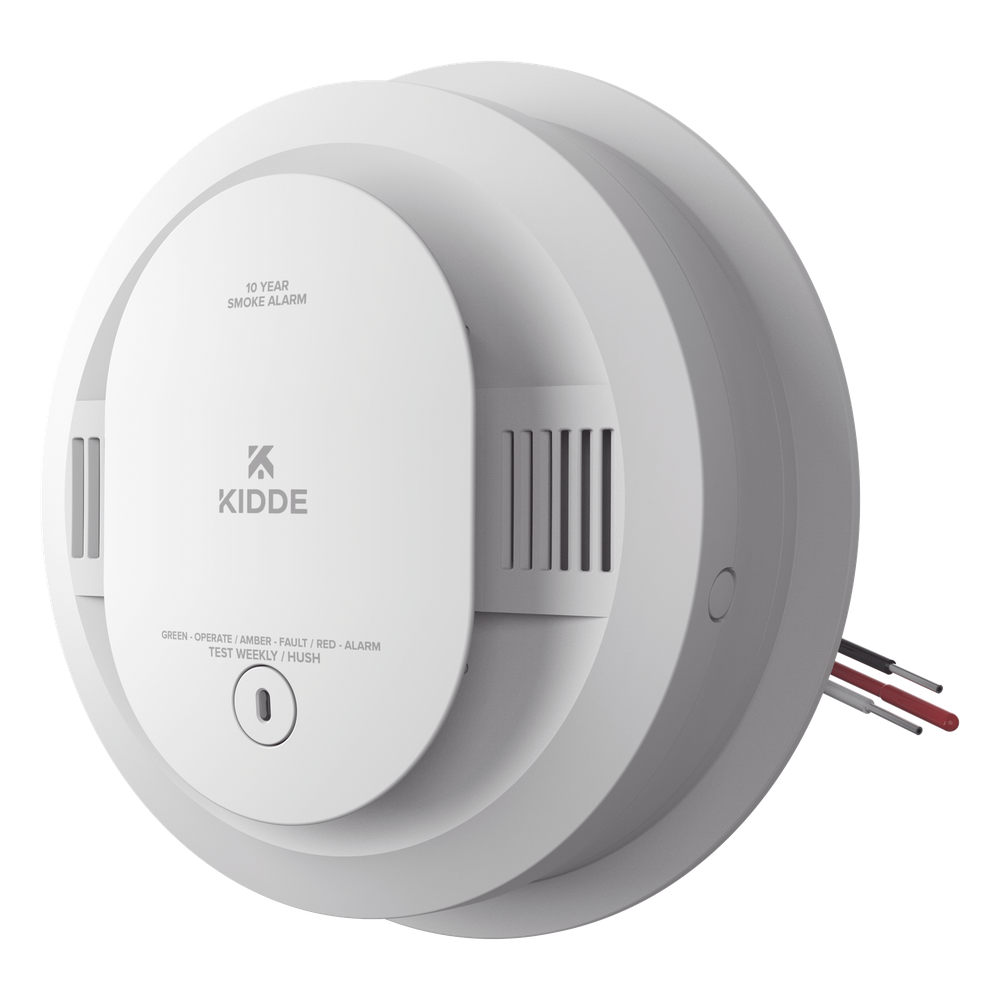 Detector de humo fotoeléctrico alámbrico 120 V CA con batería sellada de 10 años, interconexión hasta 24 dispositivos, pieza