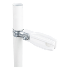 Aislador de Paso o Esquina Blanco con Abrazadera / 1 Pulgada (25 mm) / Resina Virgen 100% / Anti-Arqueo / Acero Galvanizado / Poste Cerco Eléctrico